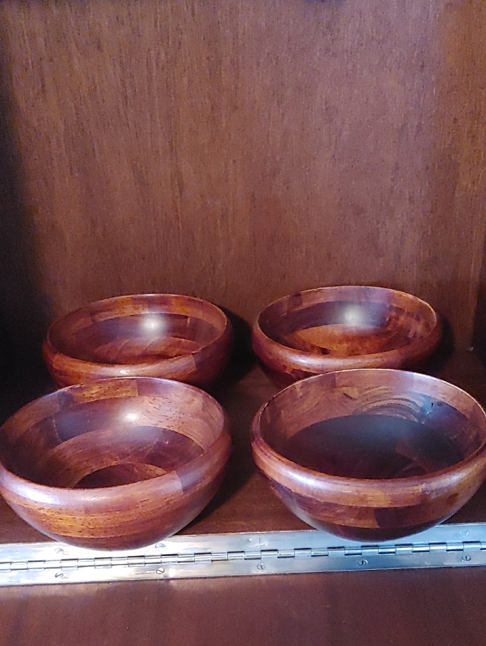 Set of 4 Wooden Serving Bowls - Warm Brown